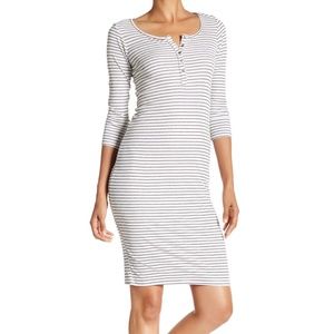 Melrose Market Striped Rib Knit Midi Dress